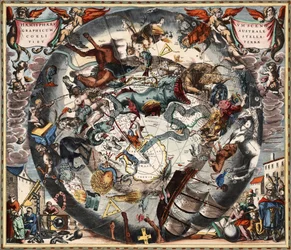 Southern Hemisphere Constellations Scenographically over the Terrestrial Globe